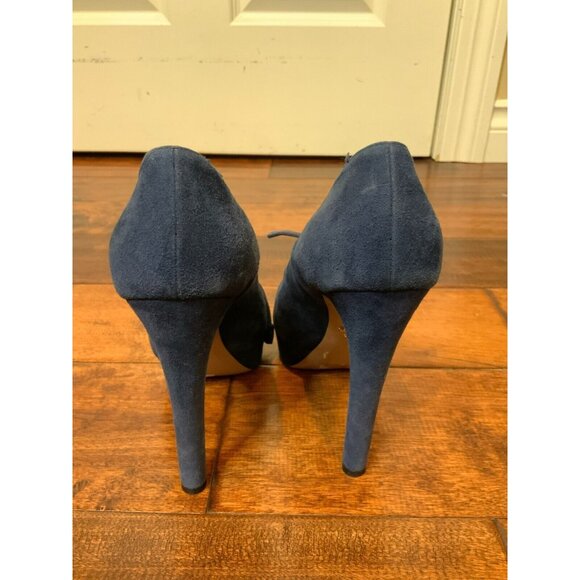 Prada Blue Suede Calzature Donna Lace-Up Platform Heels, Sz 7.5 (US) 37.5 (EU) - Picture 6 of 9